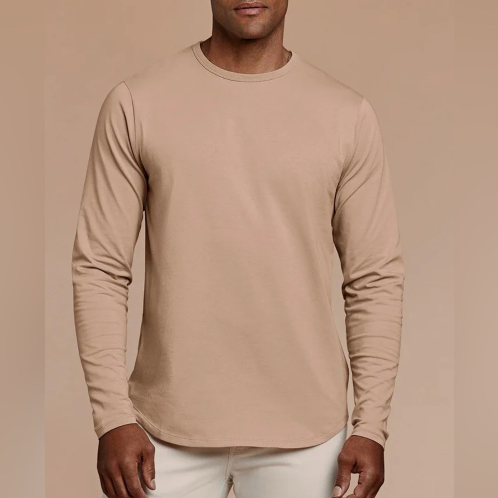 Nuuds Olive Green Curved Hem Men's Long Sleeve Shirt